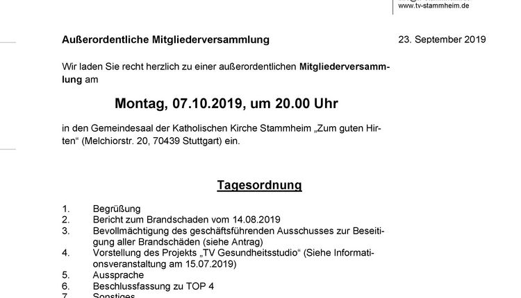 Außerordentliche Mitgliederversammlung